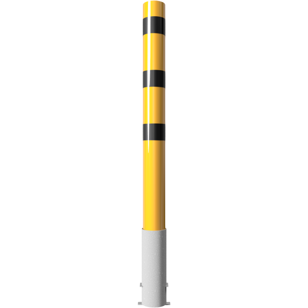 Bollard | steel tube  152 x 3,2 mm | yellow / black | Removable without fastener | With welded steel cap, incl. base sleeve Item no. 40151_10 | total length: 2000 mm | with welded steel cap